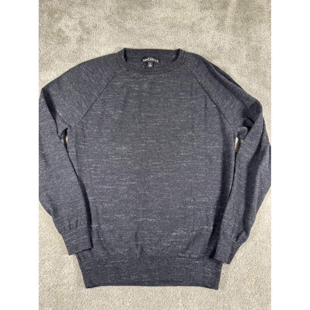 J. Crew Mercantile Men Small Charcoal Gray Marled Cotton Crewneck Sweater Raglan